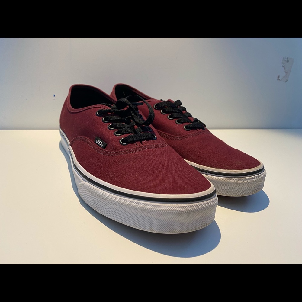 WORN ONCE Maroon Vans Canvas Authentic Sneakers
